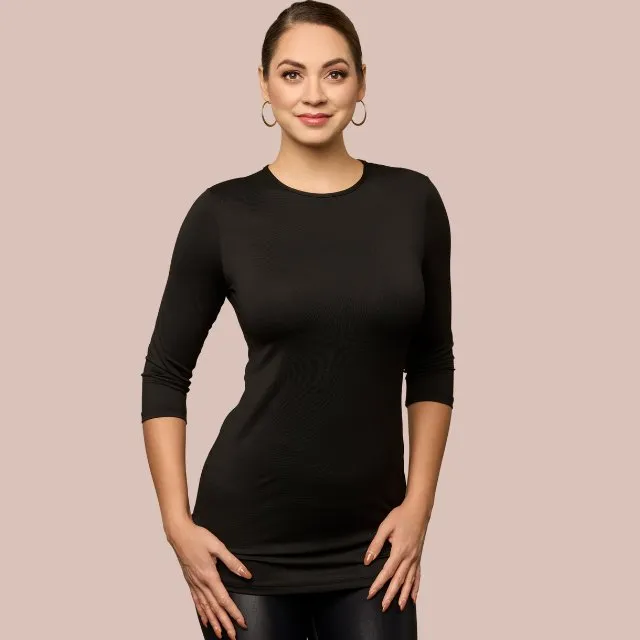 3/4 Sleeve Crew Neck Extra Long Layering Top