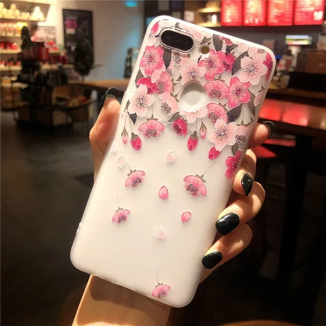 3D Relief Floral Phone Case For OPPO A59 A37 A57 A83 A73 A75 F5 F7 F9 A5 A3S A37 A77 A3 R17 A7X K1 R15 Case Girly Silicon Cover