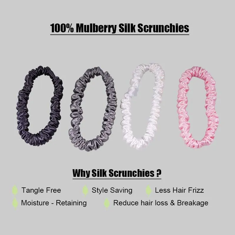 4 Pack Skinny Silk Hair Ties - Classic - dropshipping