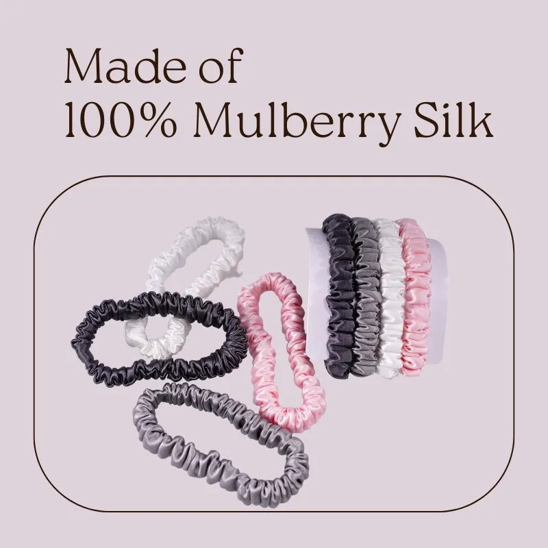 4 Pack Skinny Silk Hair Ties - Classic - dropshipping