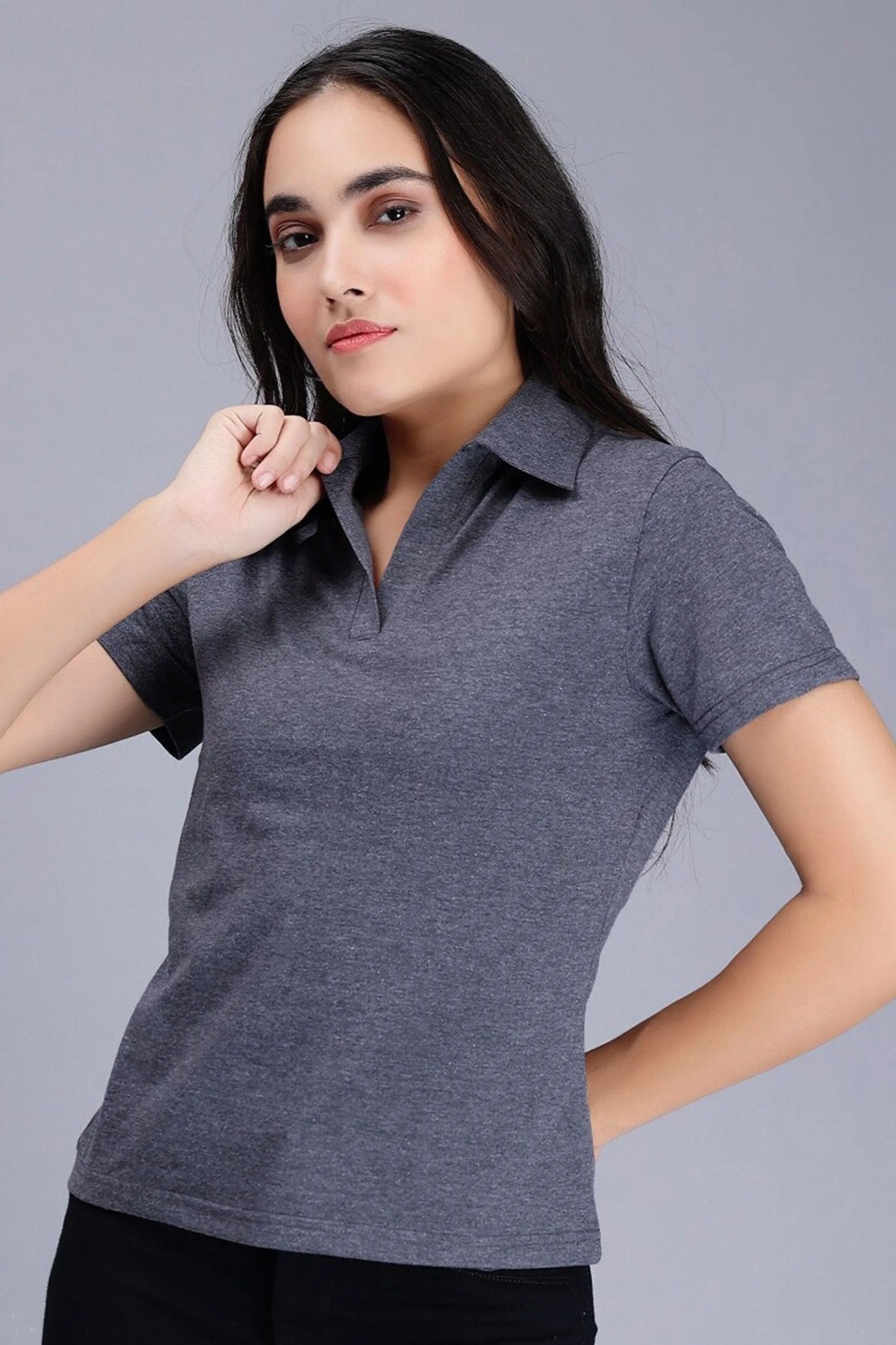 A Women's Open Placket Polo Shirt