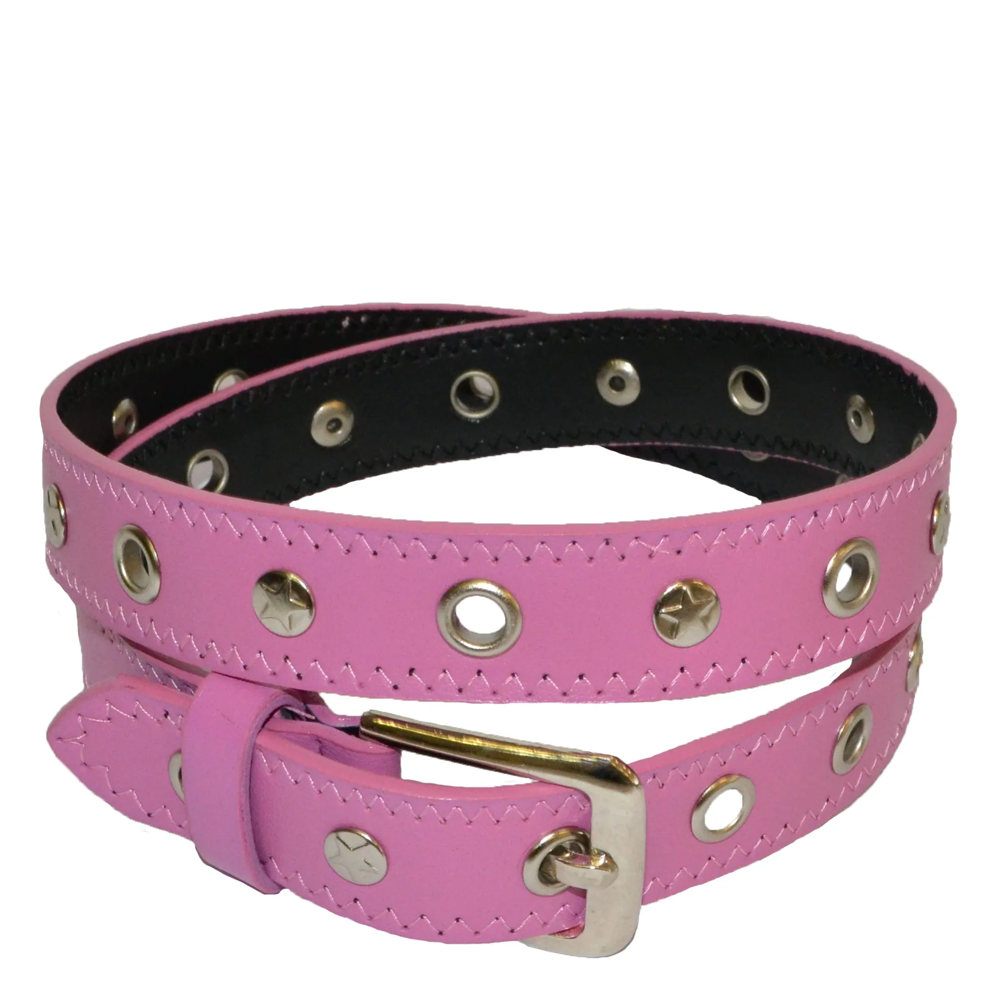 AMARA - Girls Pink and Brown Eyelet Skinny Belt Combo Pack