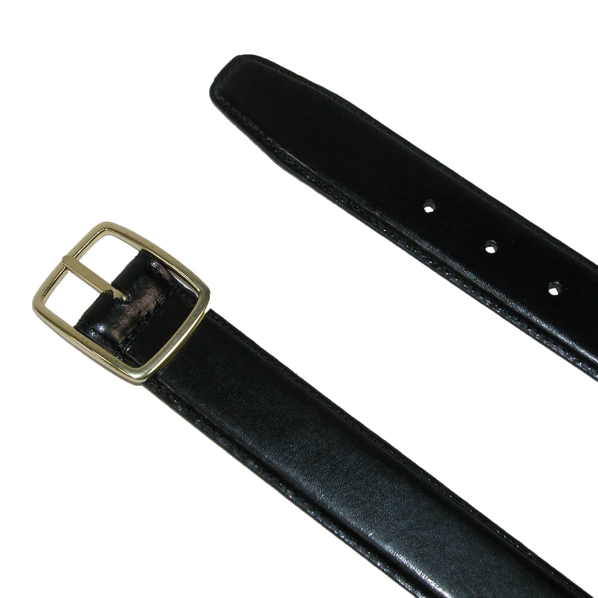 Aquarius Men's Reversible Leather Belt with Gold Center Bar Buckle