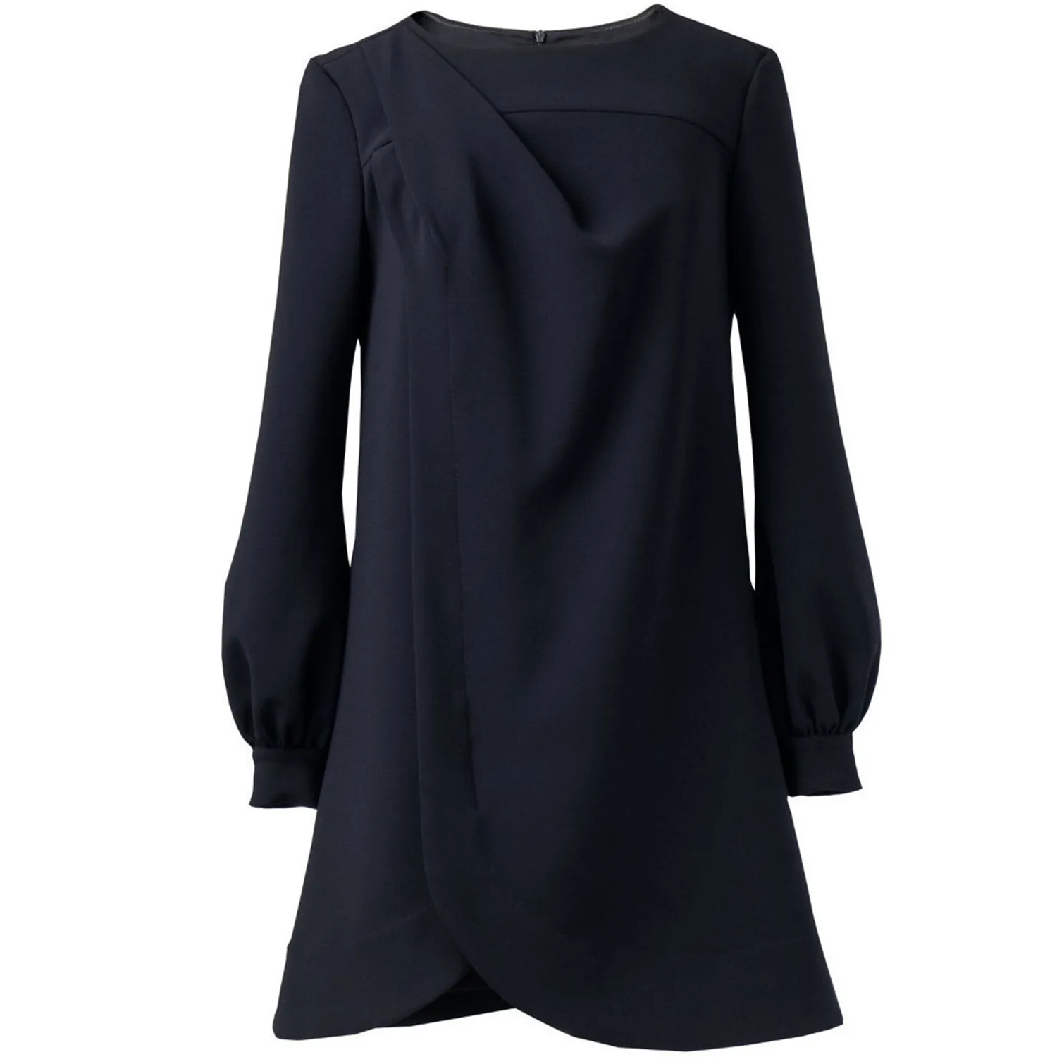 Black long-sleeve crepe dress