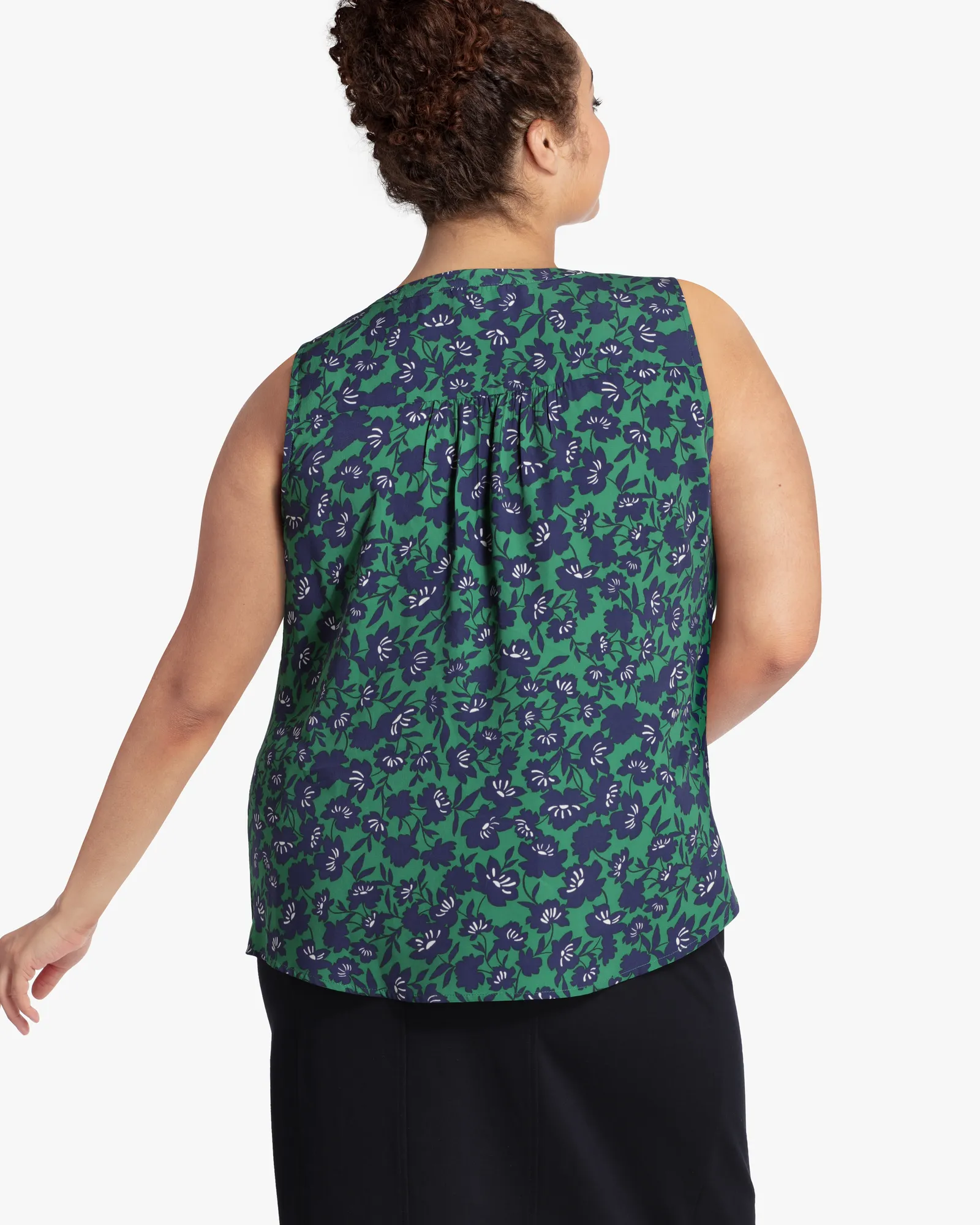 Blair Sleeveless Printed Shirt | Kelly Green / Navy