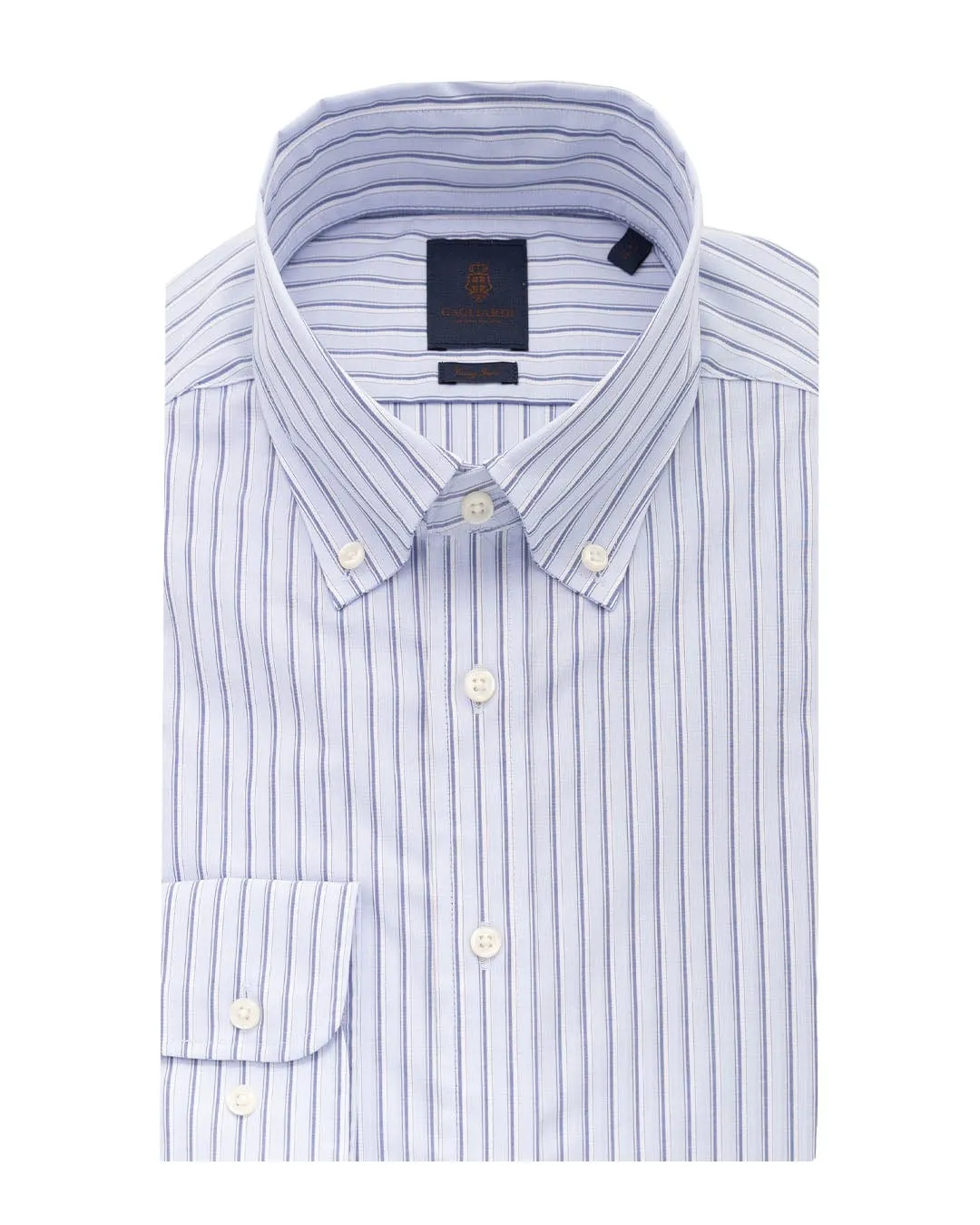 Blue End-on-End Stripe Button-down Easy-iron Shirt