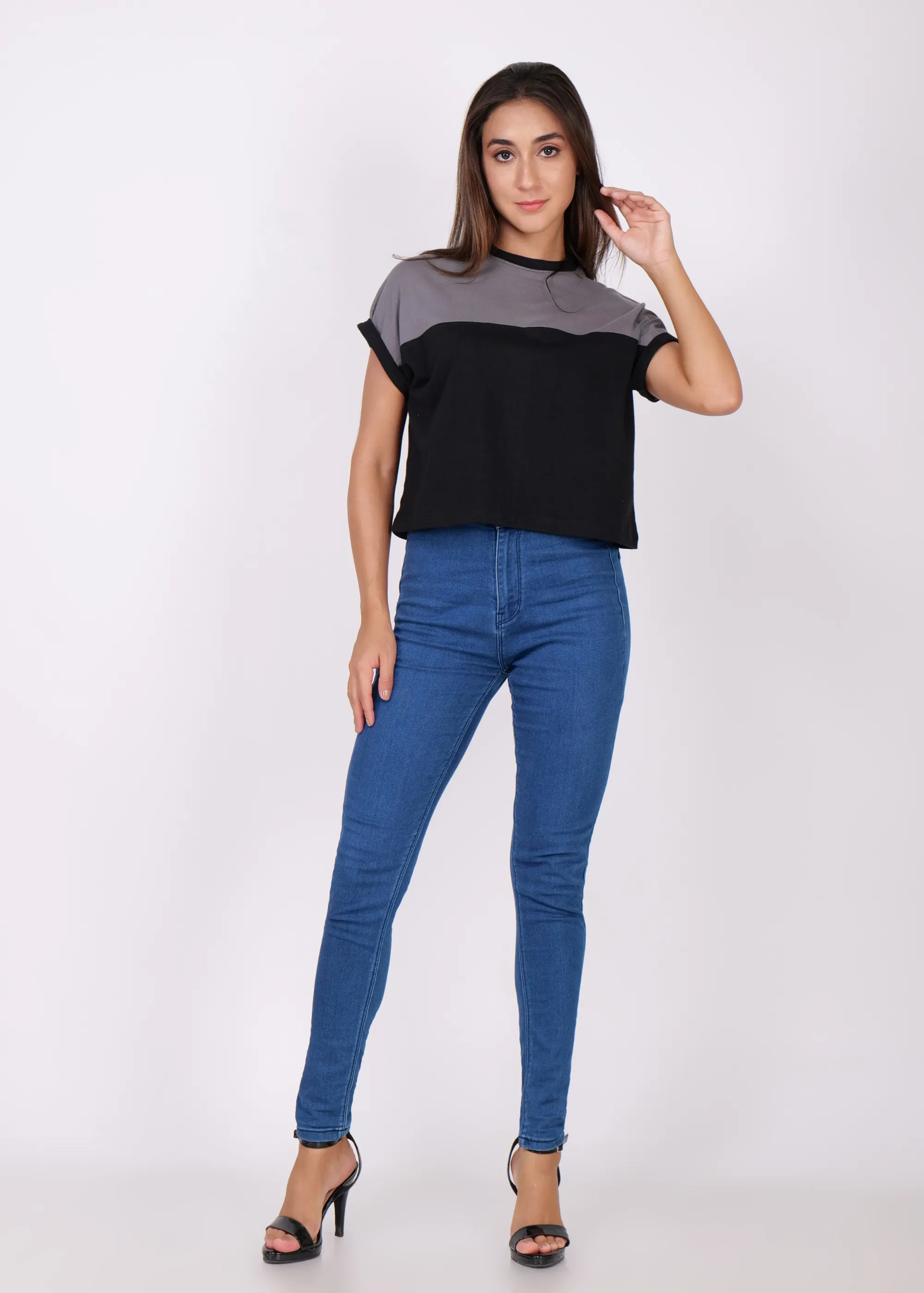 Boxy Color Block Crop Top