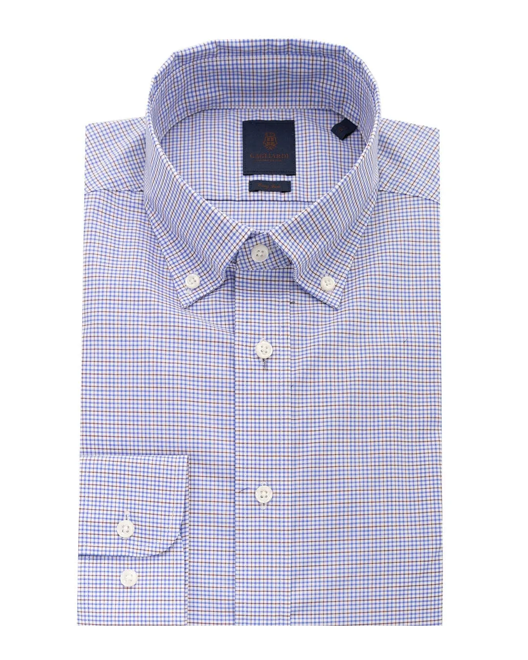 Brown Mini Graph Check Button-down Easy-iron Shirt