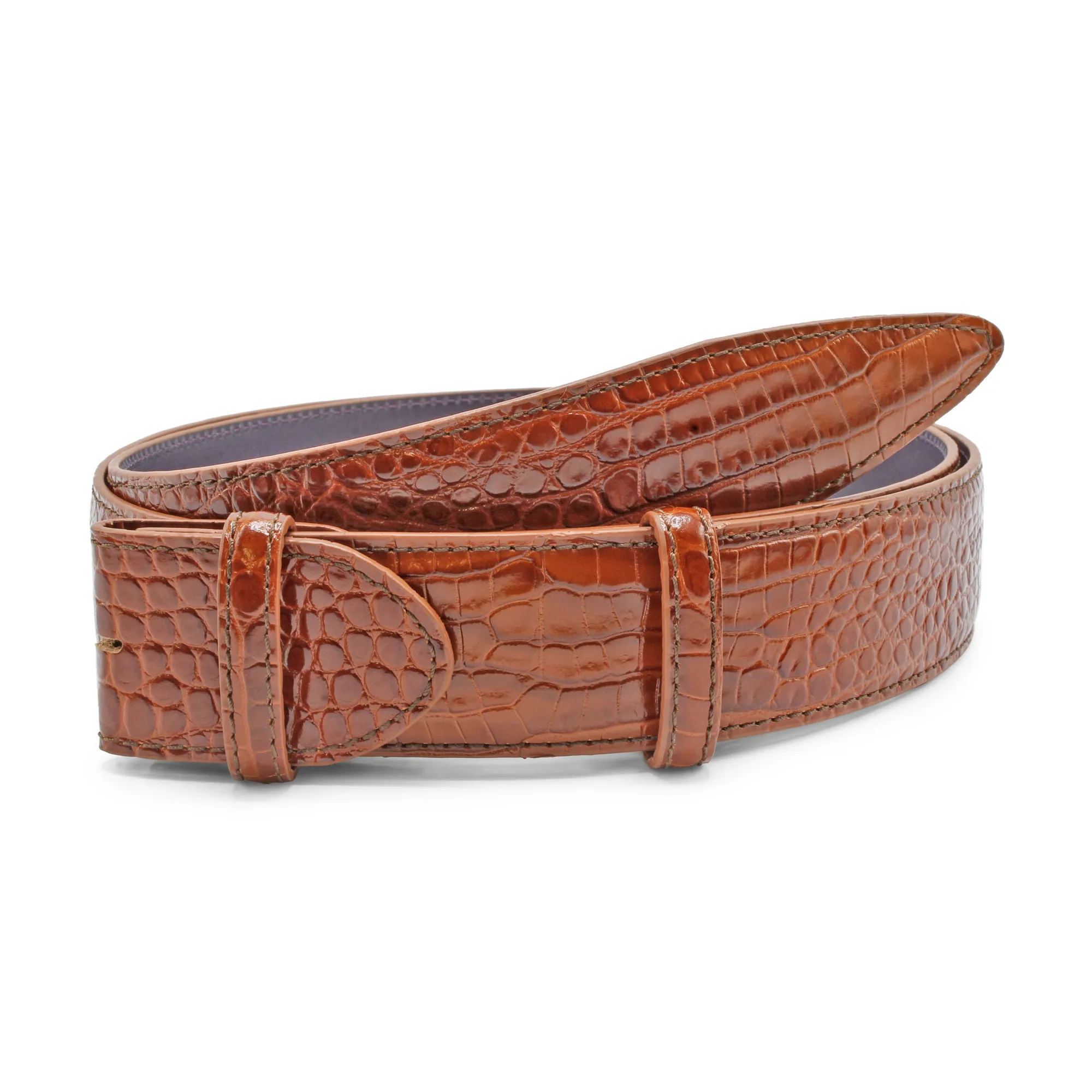 Brush Off Effect Mock Croc Belt Strap