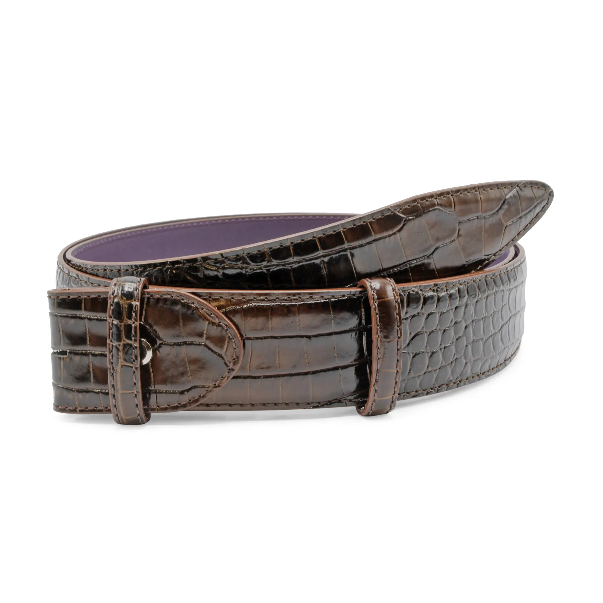 Brush Off Effect Mock Croc Belt Strap