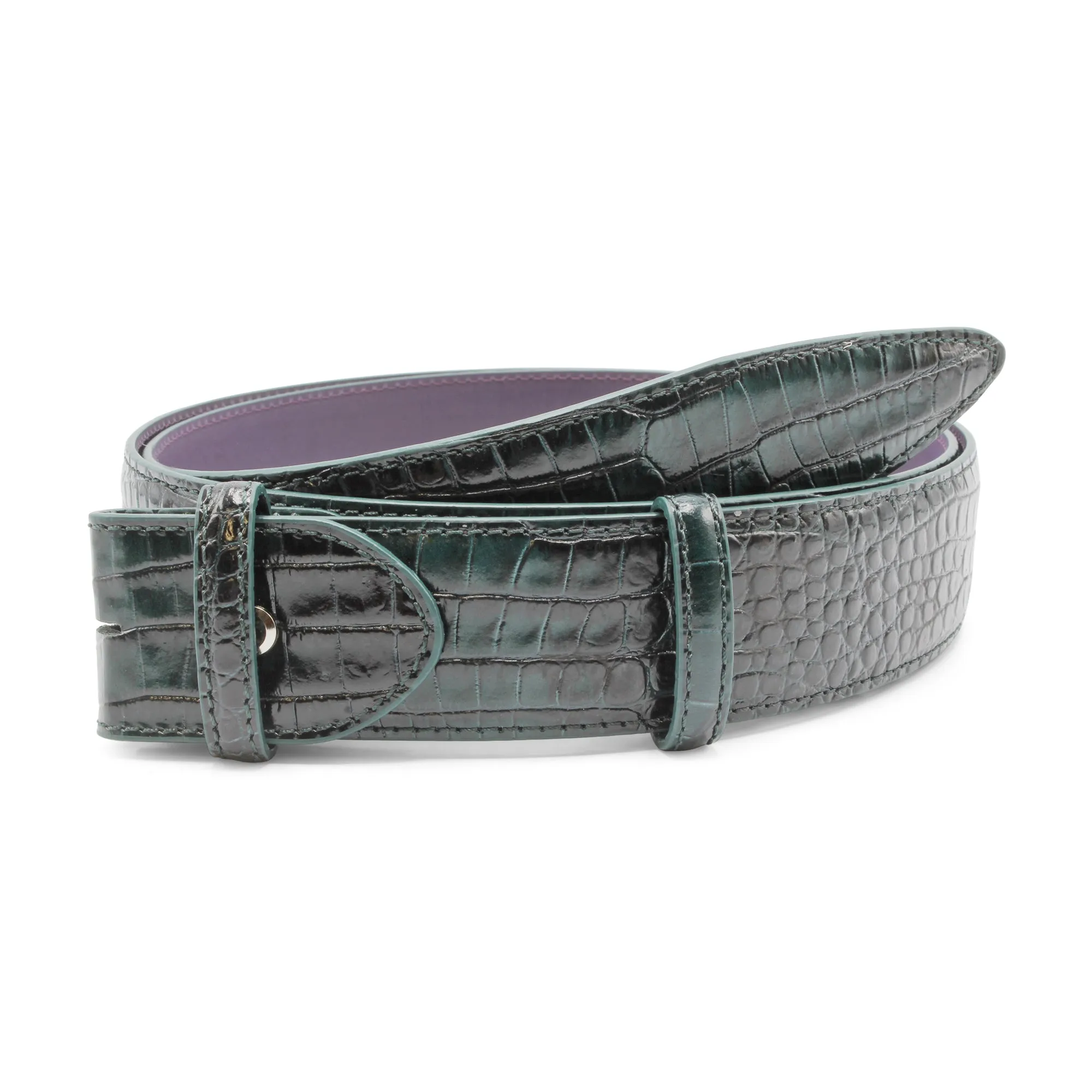 Brush Off Effect Mock Croc Belt Strap