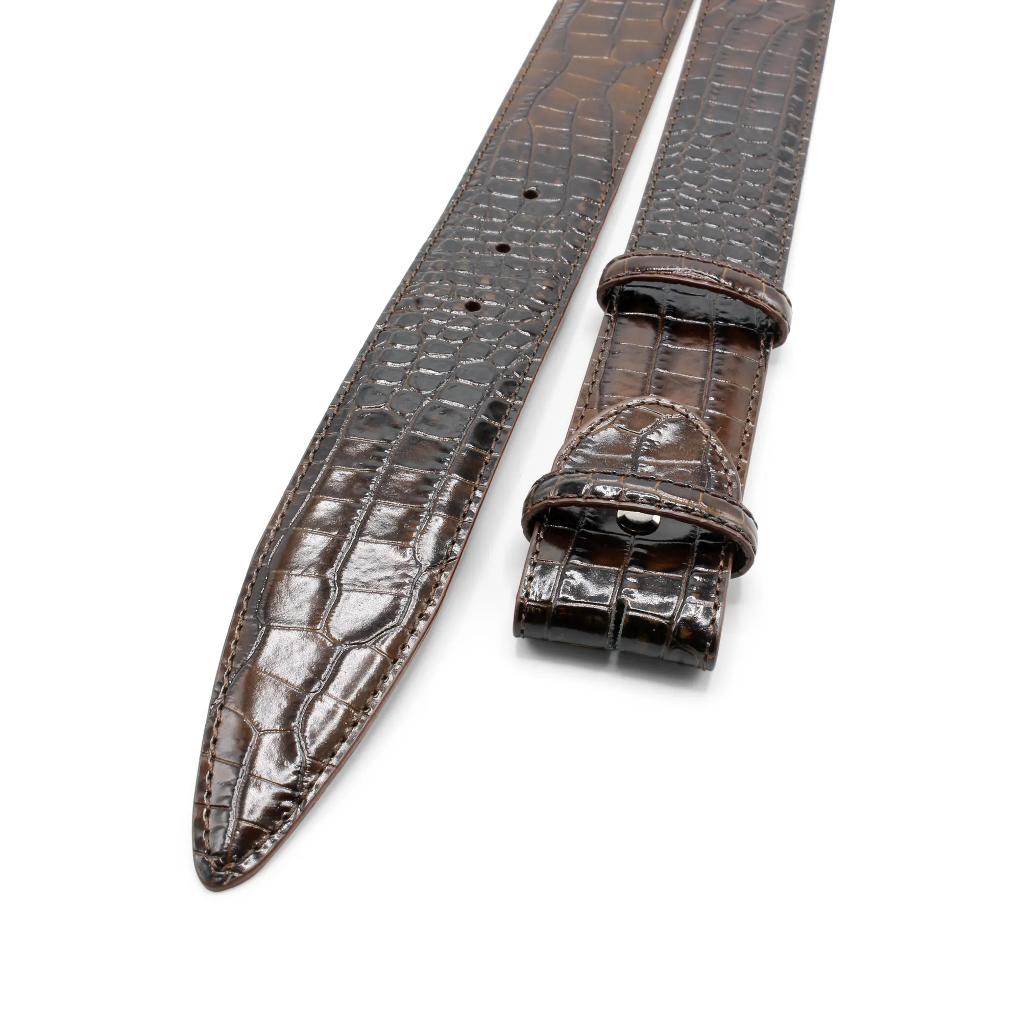 Brush Off Effect Mock Croc Belt Strap