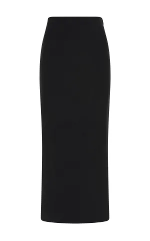 Circe Knit Maxi Skirt in Black Merino Wool Cashmere