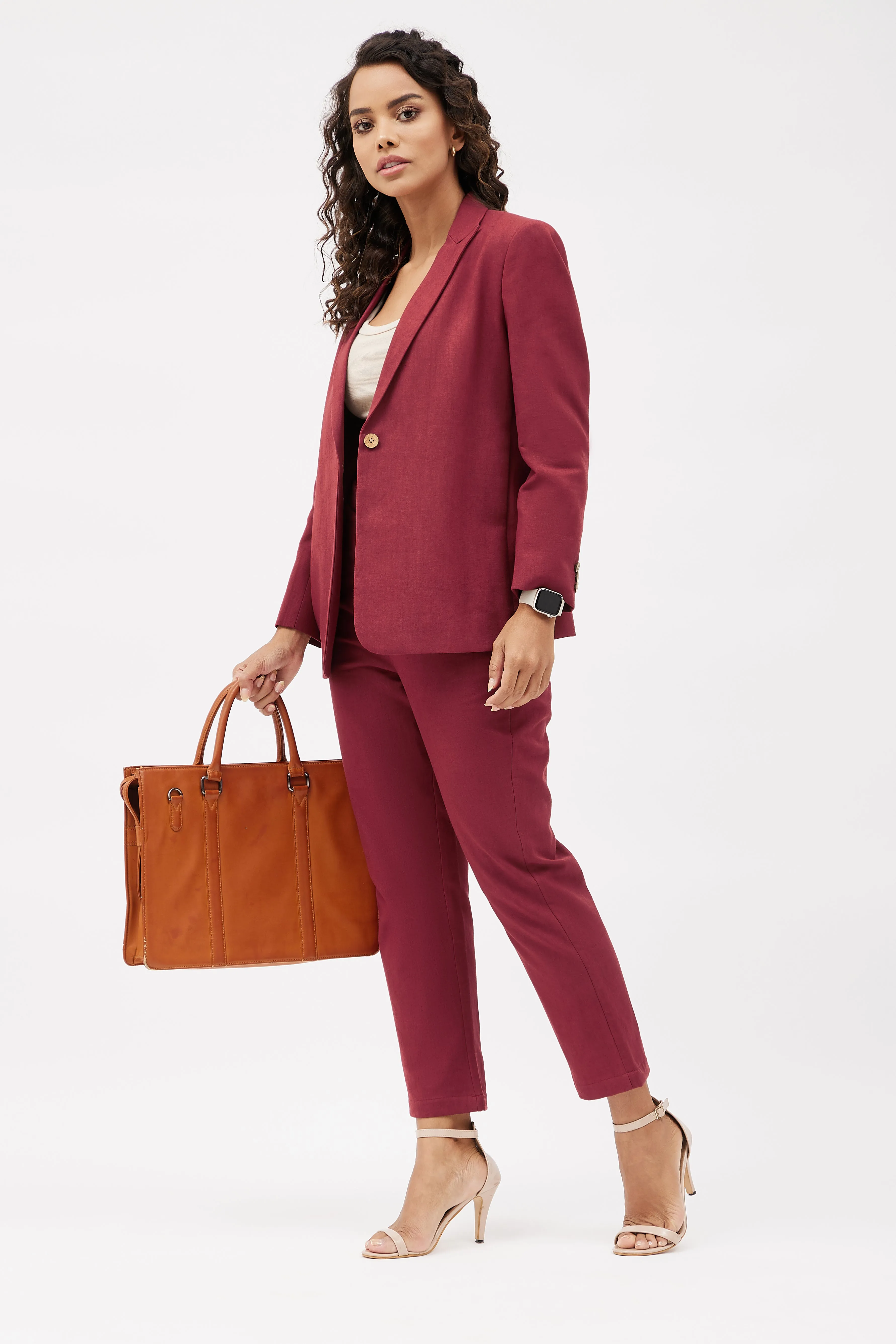 Classic Work Blazer & Trouser Set - Maroon