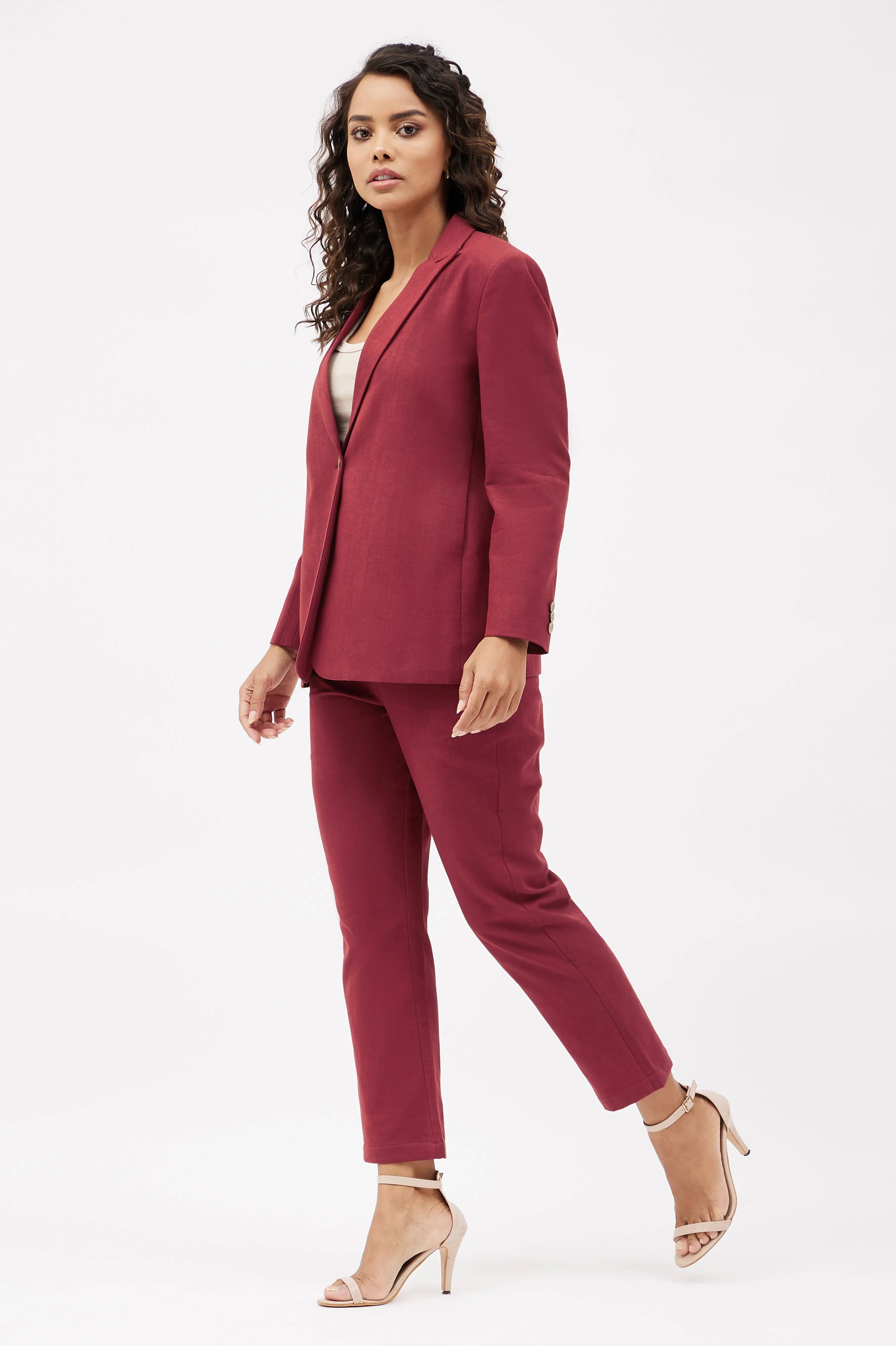 Classic Work Blazer & Trouser Set - Maroon