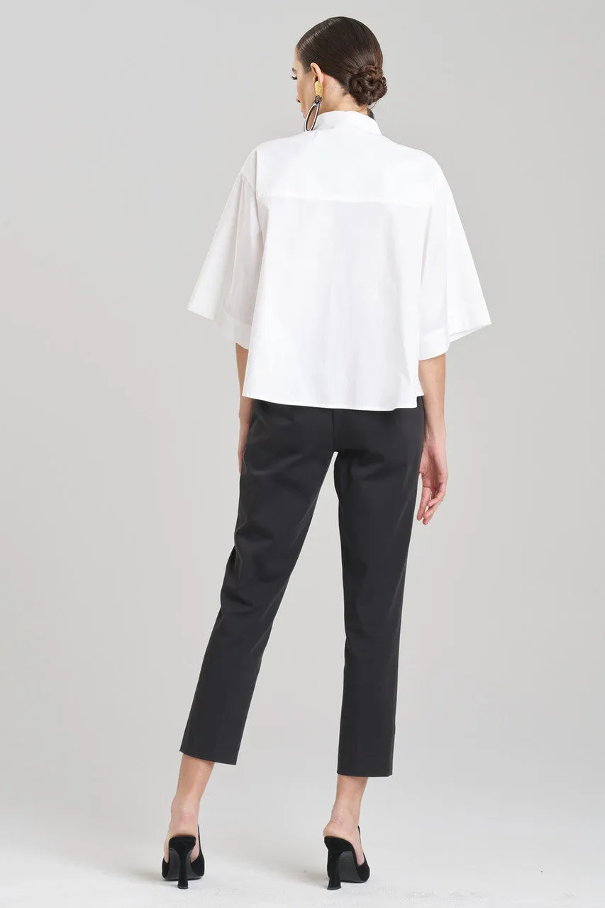 Cotton Poplin Kimono Wrap Shirt