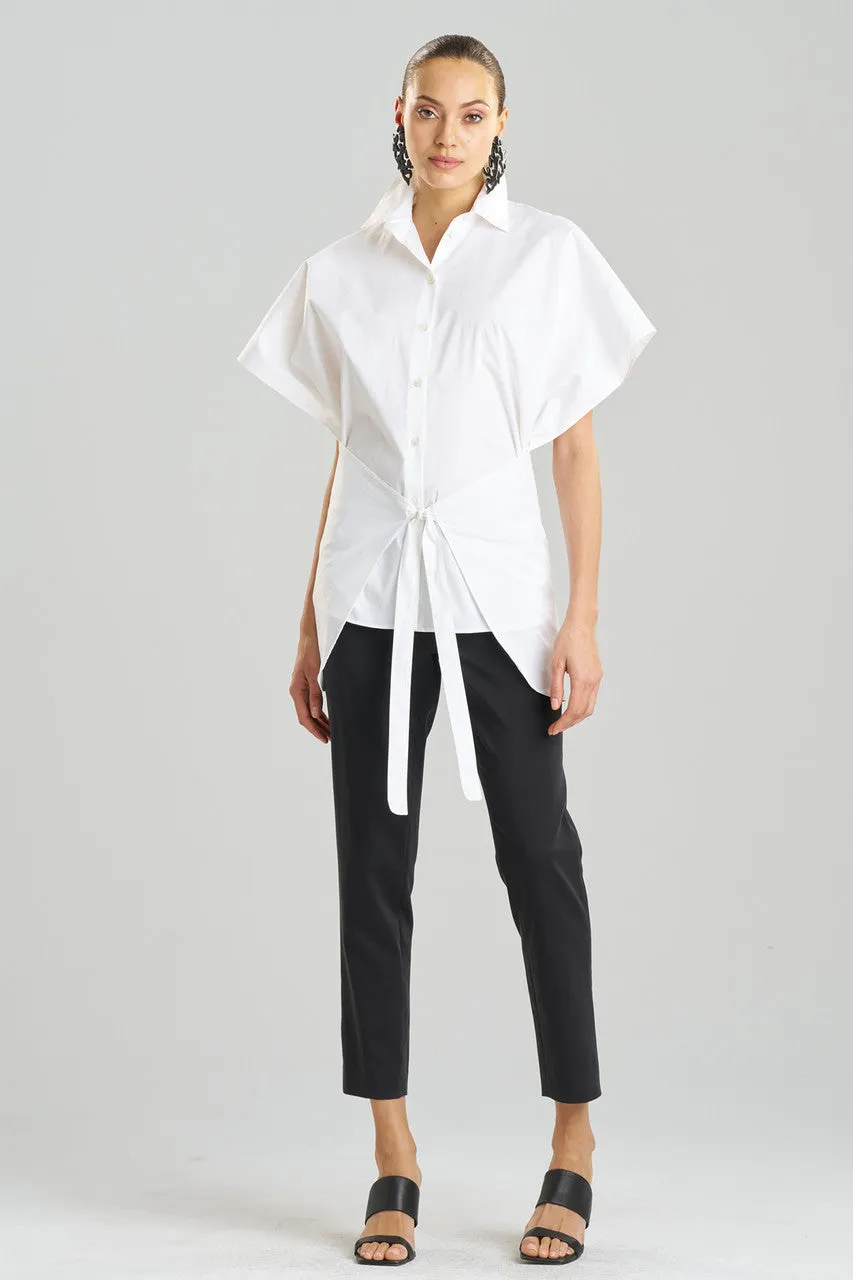 Cotton Poplin Kimono Wrap Shirt