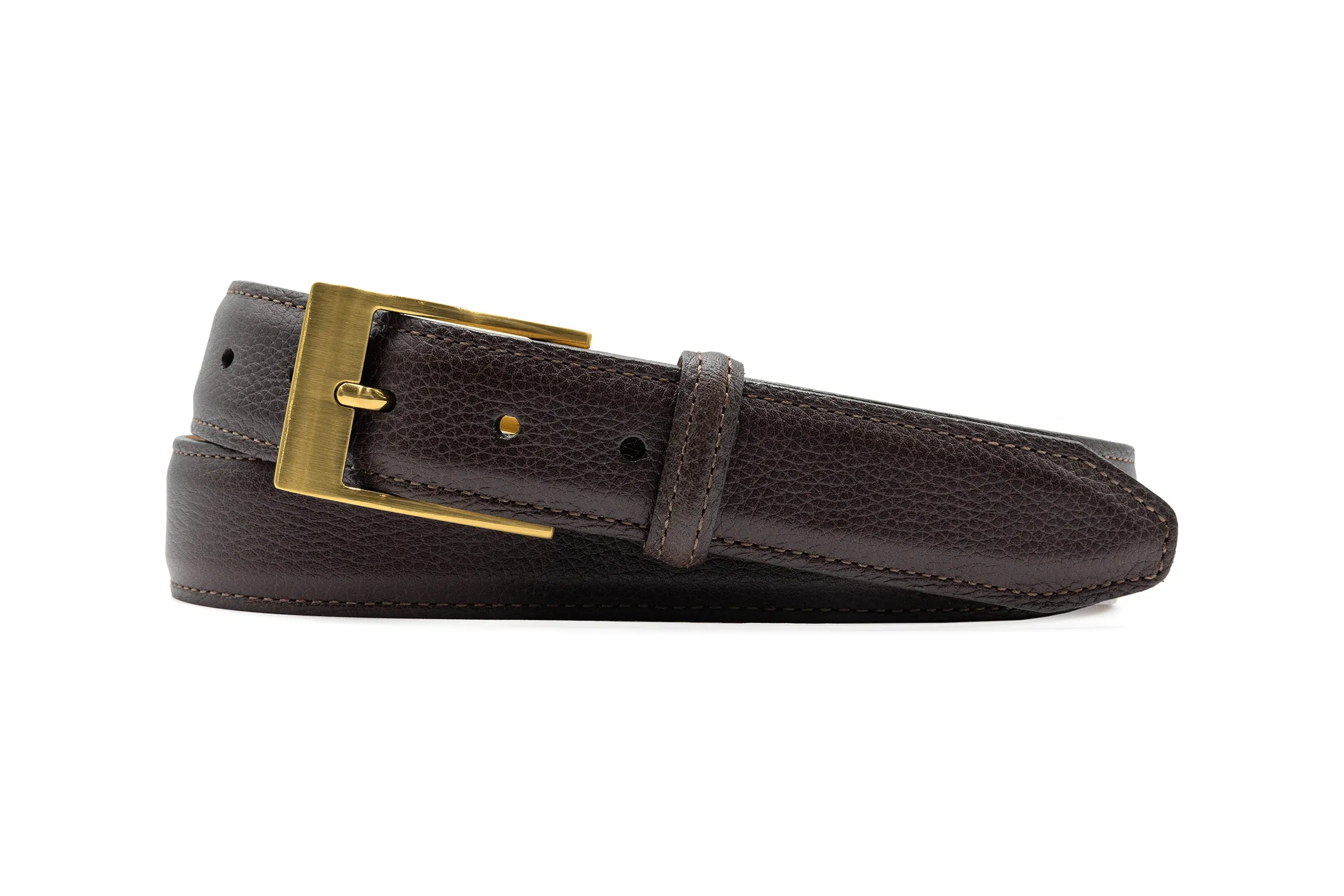 Delaney 2 Buckle Scotch Grain Belt - Dark Brown