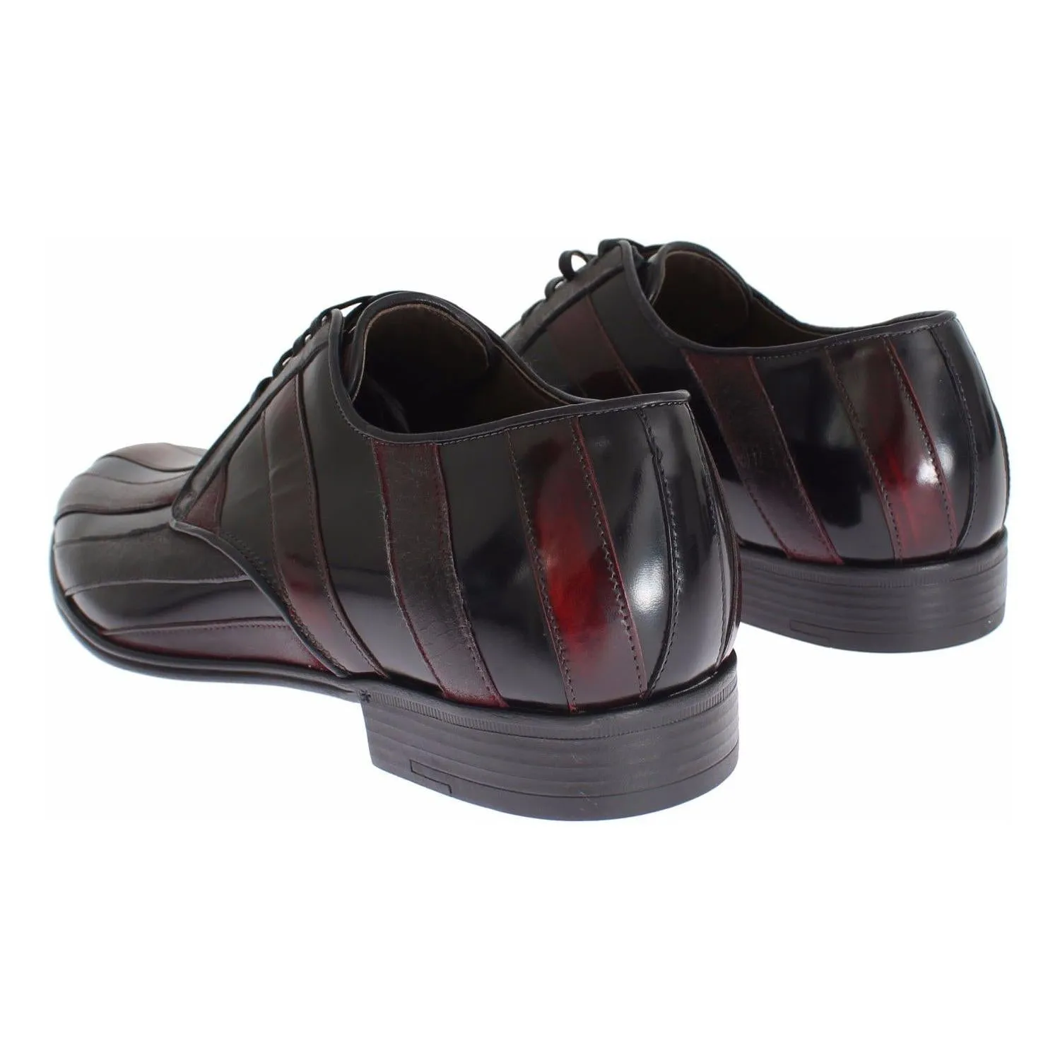 Dolce & Gabbana Elegant Black Bordeaux Striped Leather Dress Shoes