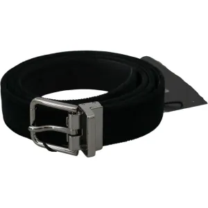 Dolce & Gabbana Elegant Black Leather Belt with Velvet Interior