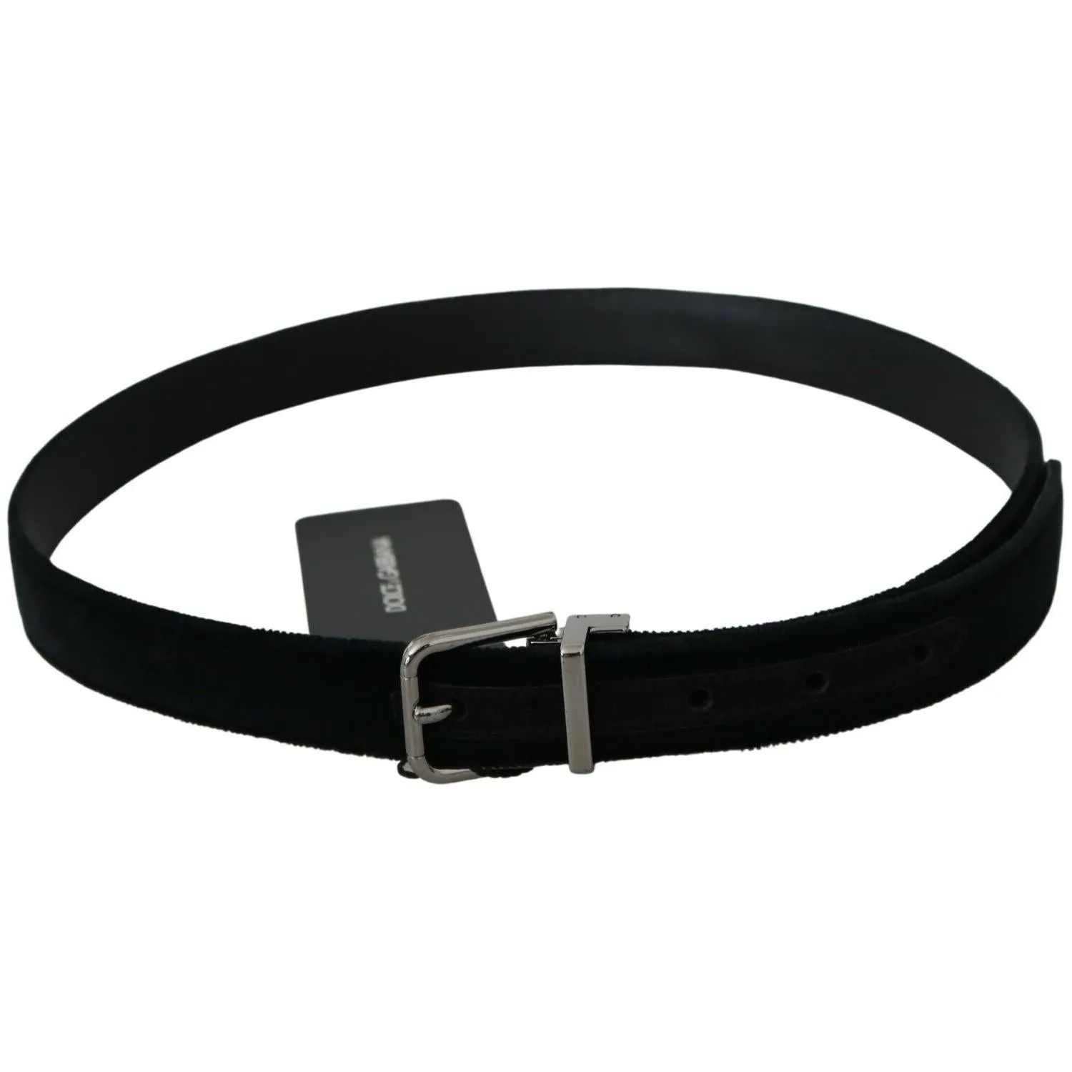 Dolce & Gabbana Elegant Black Leather Belt with Velvet Interior