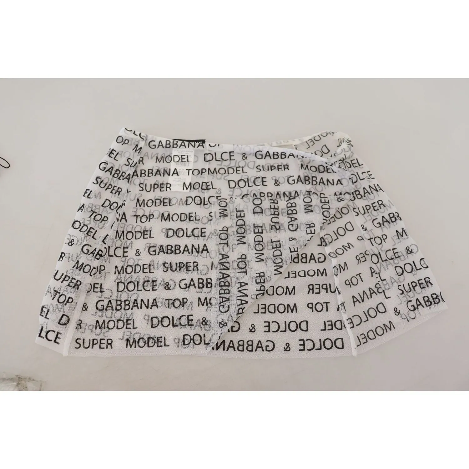 Dolce & Gabbana Elegant White Logo Print Mini Skirt