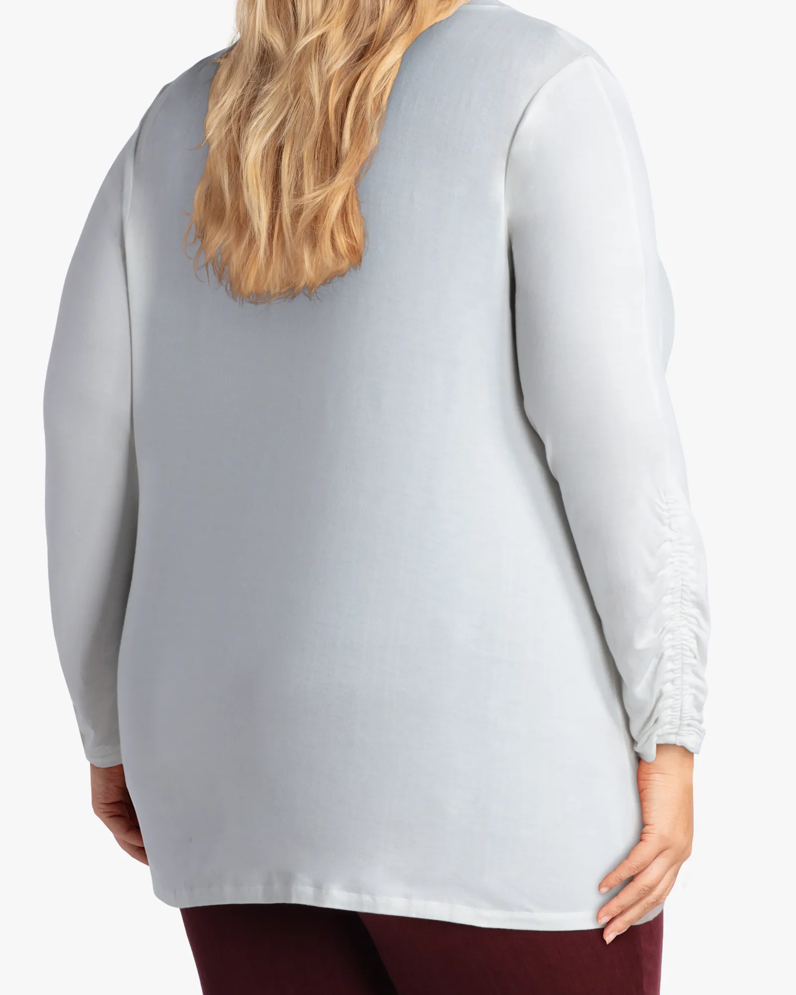 Donna Ruched Sleeve Cardigan | White