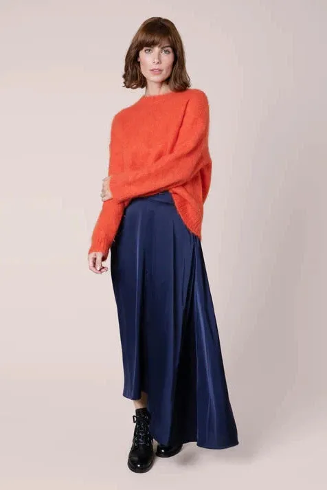 Eleven Loves Dani Dip Hem Navy Skirt