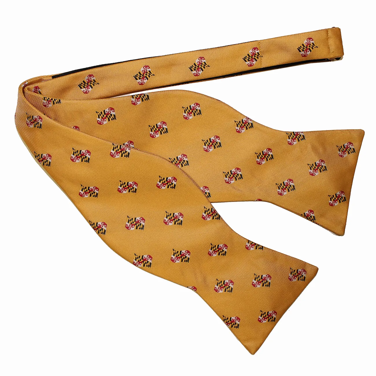 Embroidered Waving Maryland Flag (Gold) / Self-Tie Bowtie