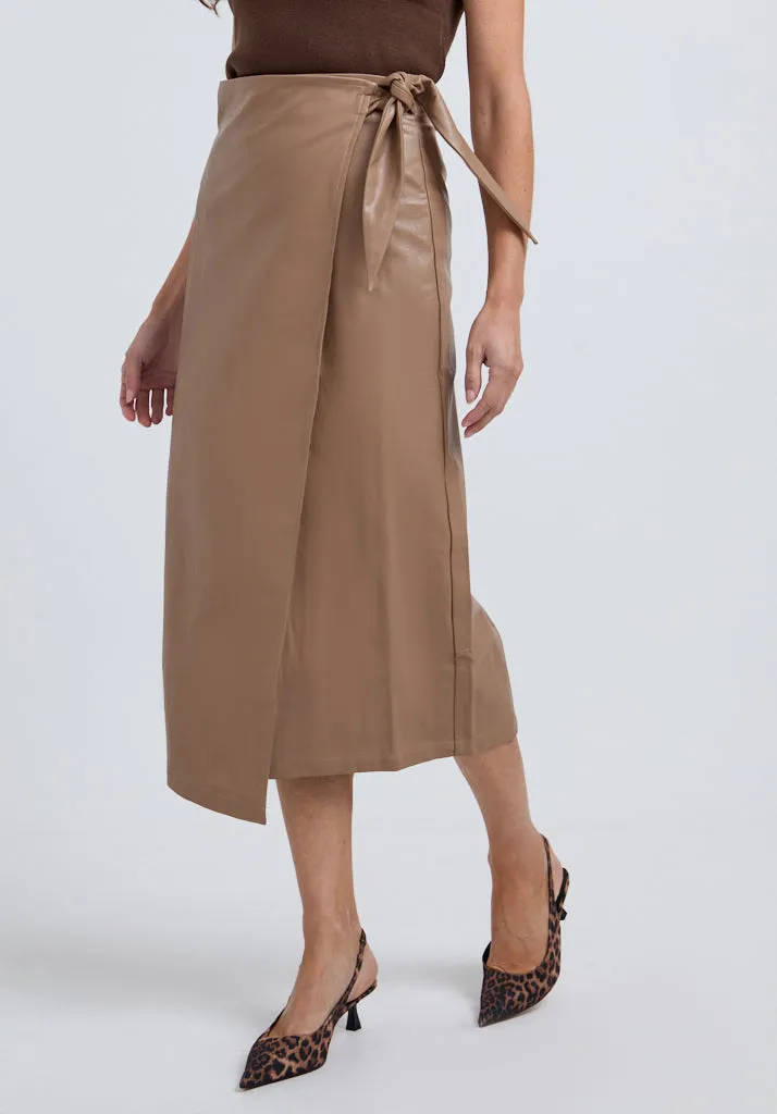 Emily Wrap Midi Skirt In Cream