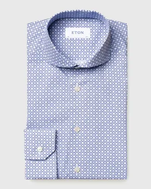 ETON 10000096423 GEO-PRINT BLUE SLIM SC SHIRT