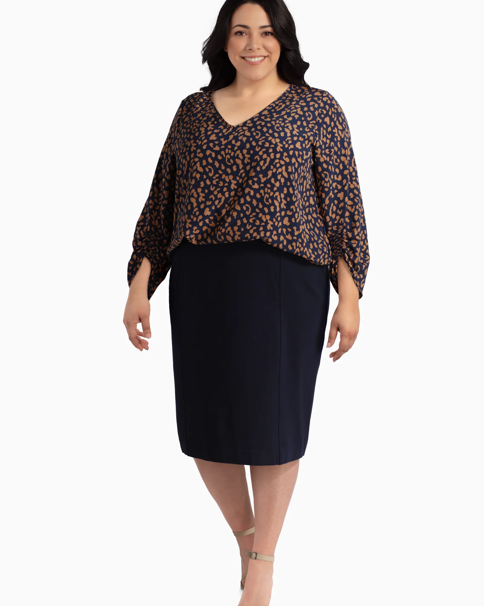 Freesia Scuba Pencil Skirt | Navy