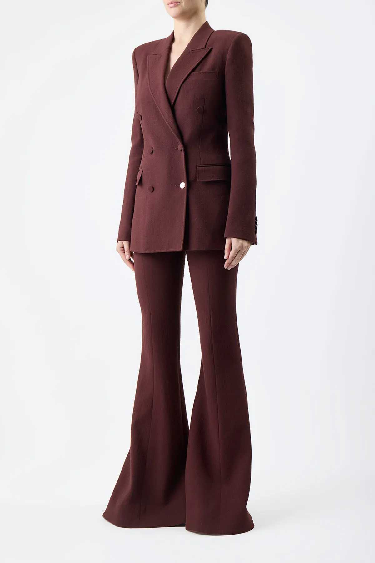 Gavin Blazer in Deep Bordeaux Virgin Wool Crepe