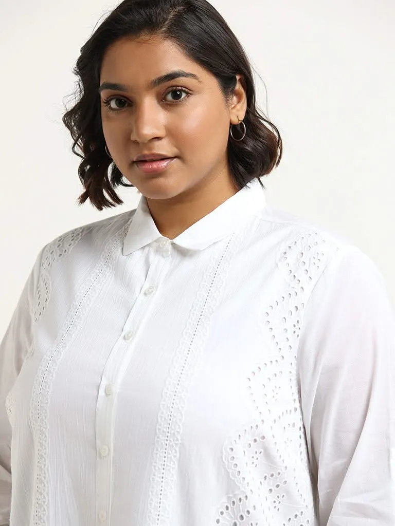 Gia White Cotton Button-Down Shirt