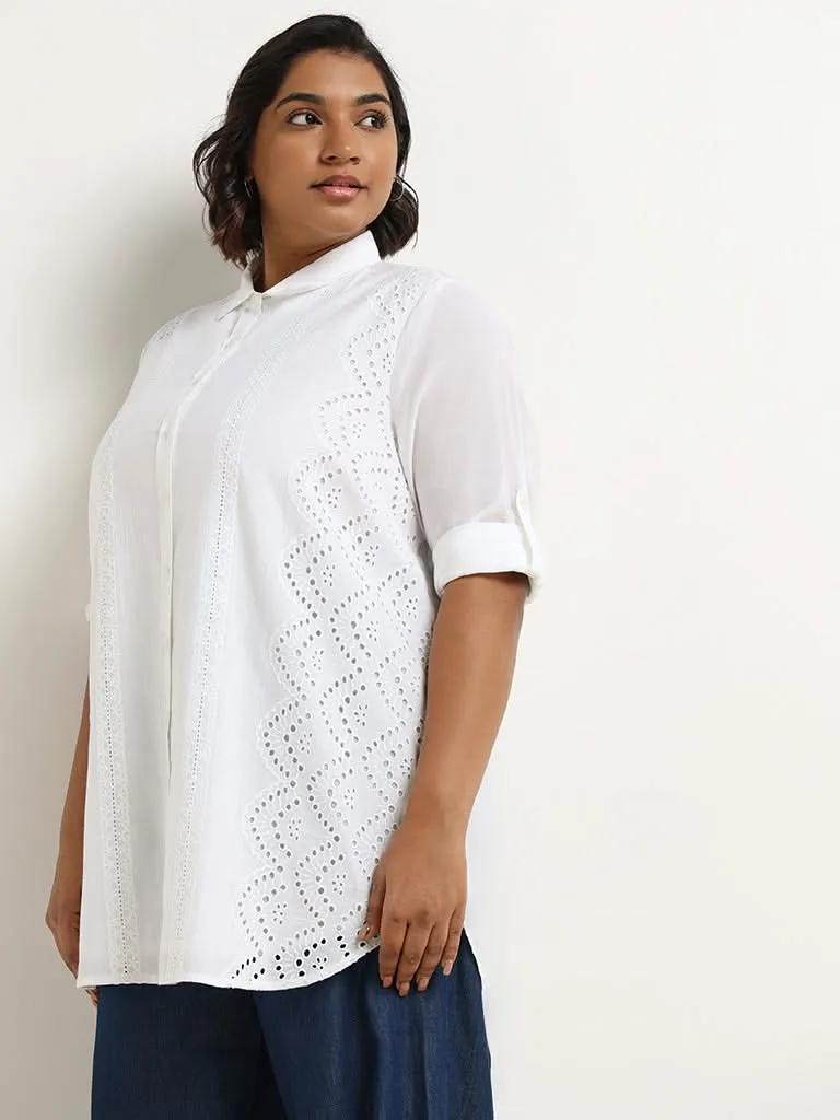 Gia White Cotton Button-Down Shirt