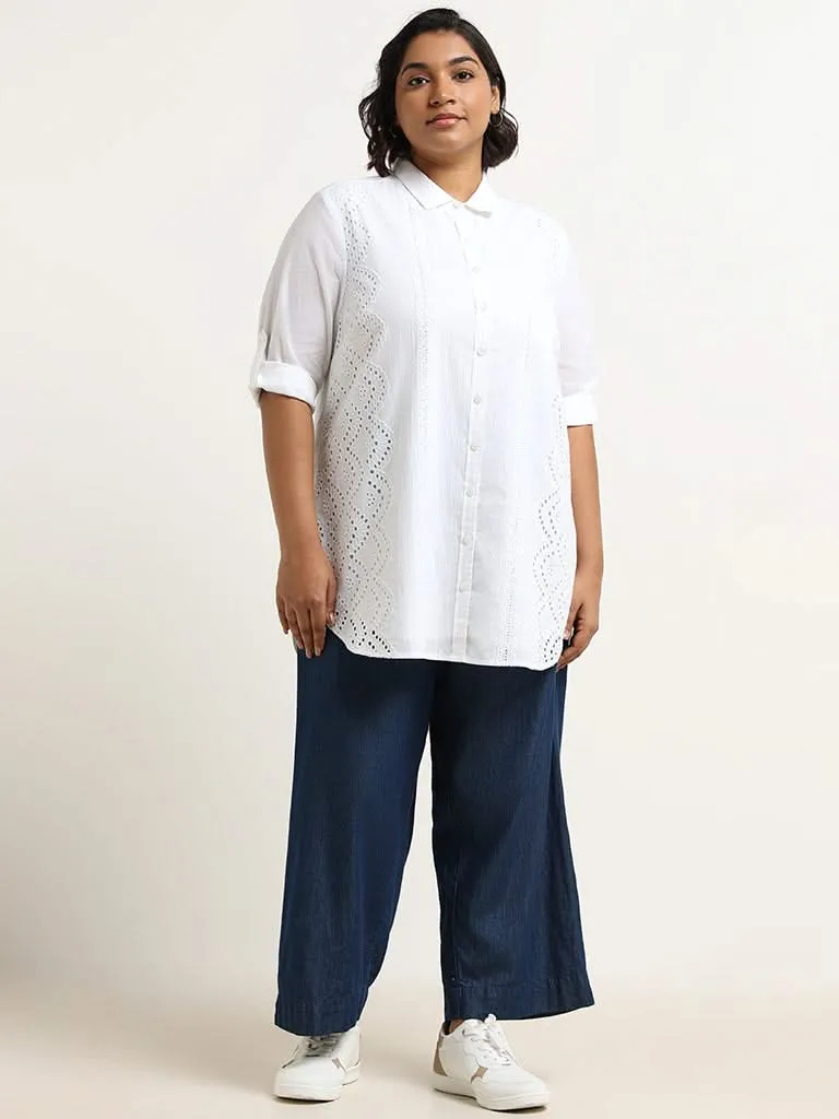 Gia White Cotton Button-Down Shirt