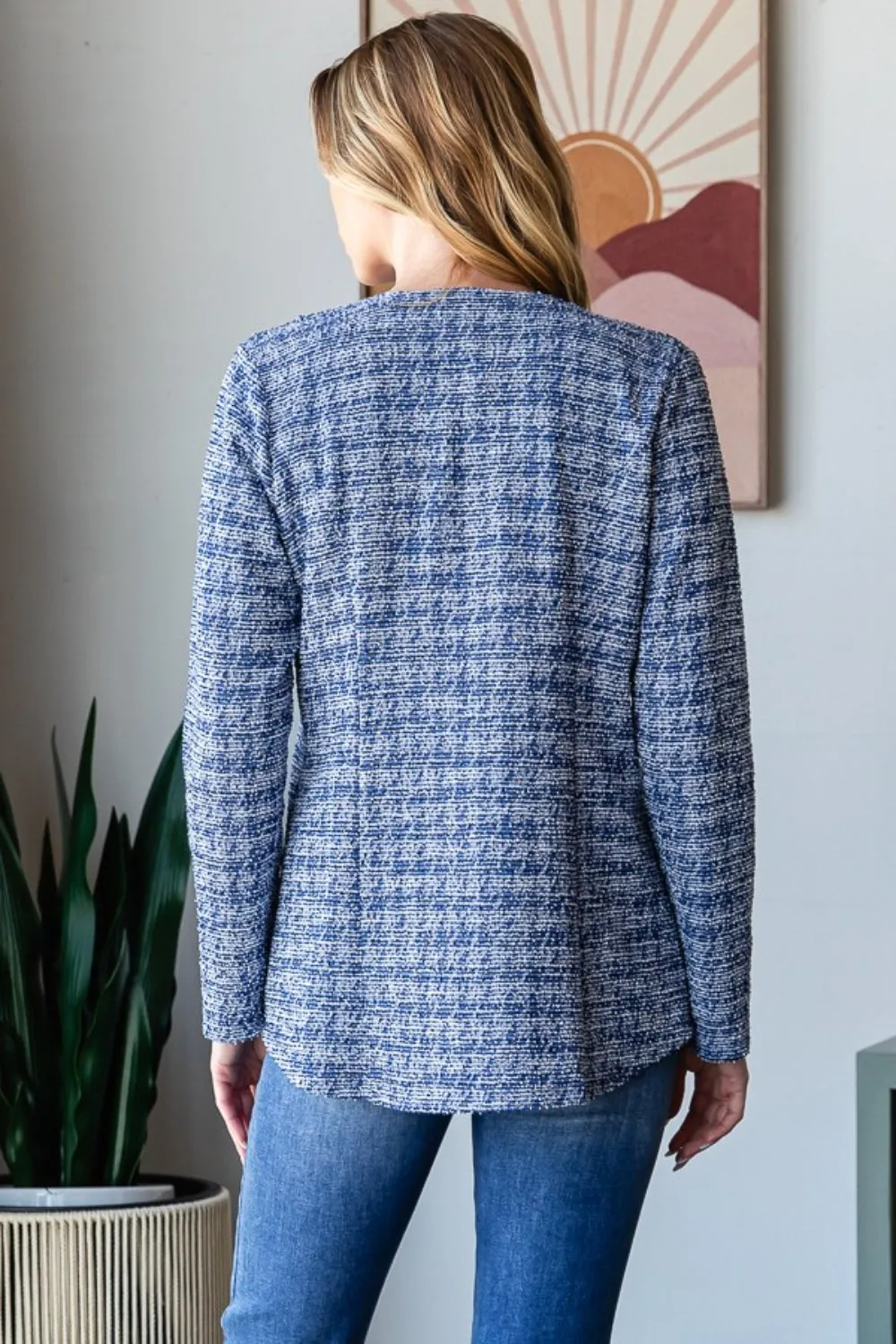 Heimish Houndstooth Tweed Open Front Blazer