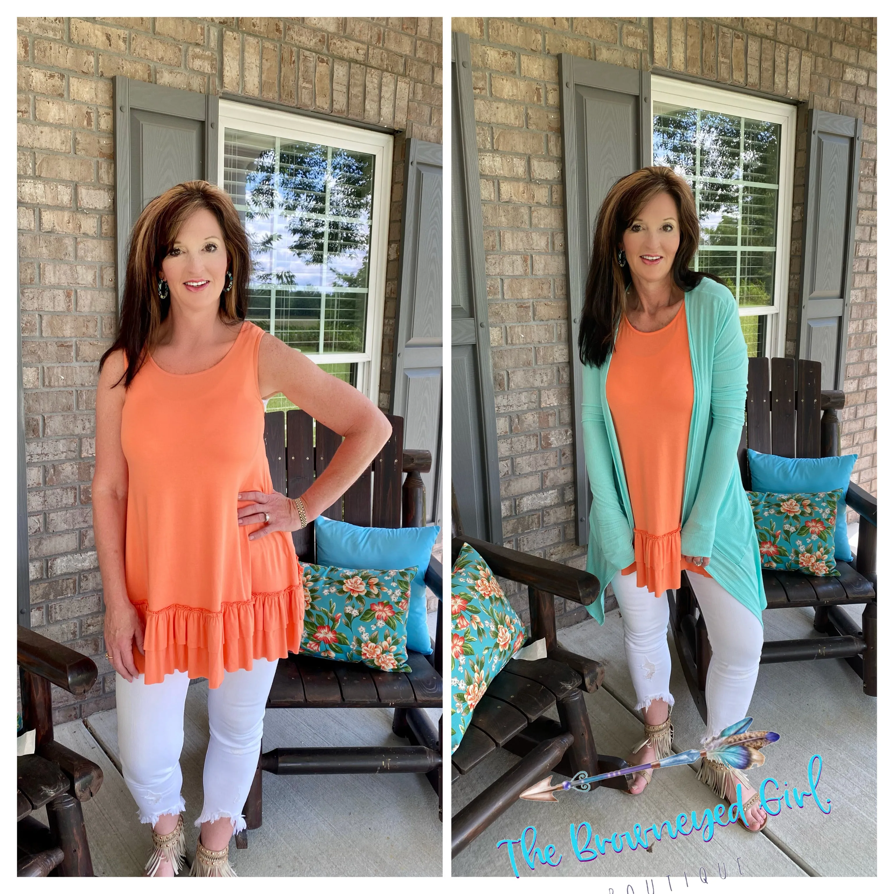 Hello Sunshine Coral Ruffle Layering Tank