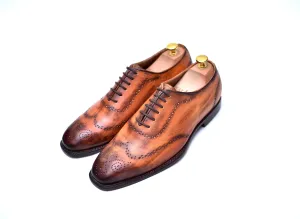 Hoskin - Caramel Wingtip Patina Shoes