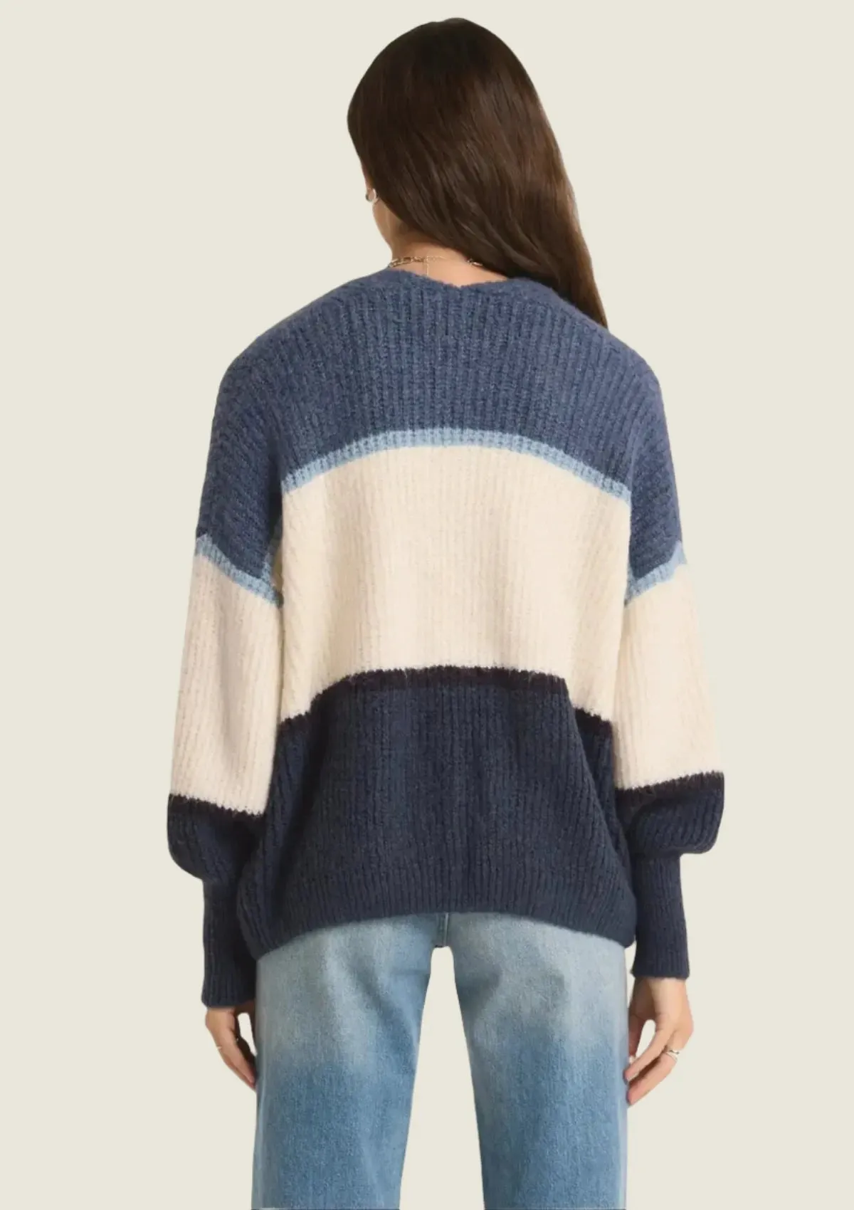 Jones Stripe Cardigan - True Navy