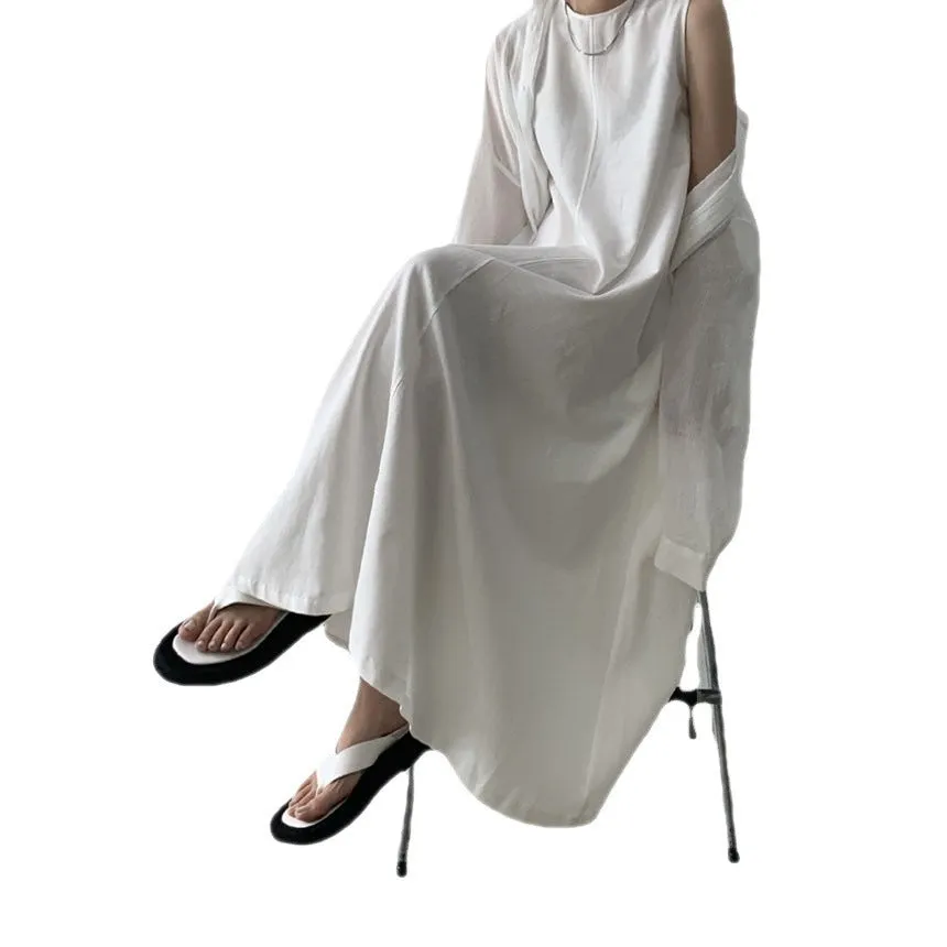 Long Loose Sleeveless  Cotton  Linen Dress