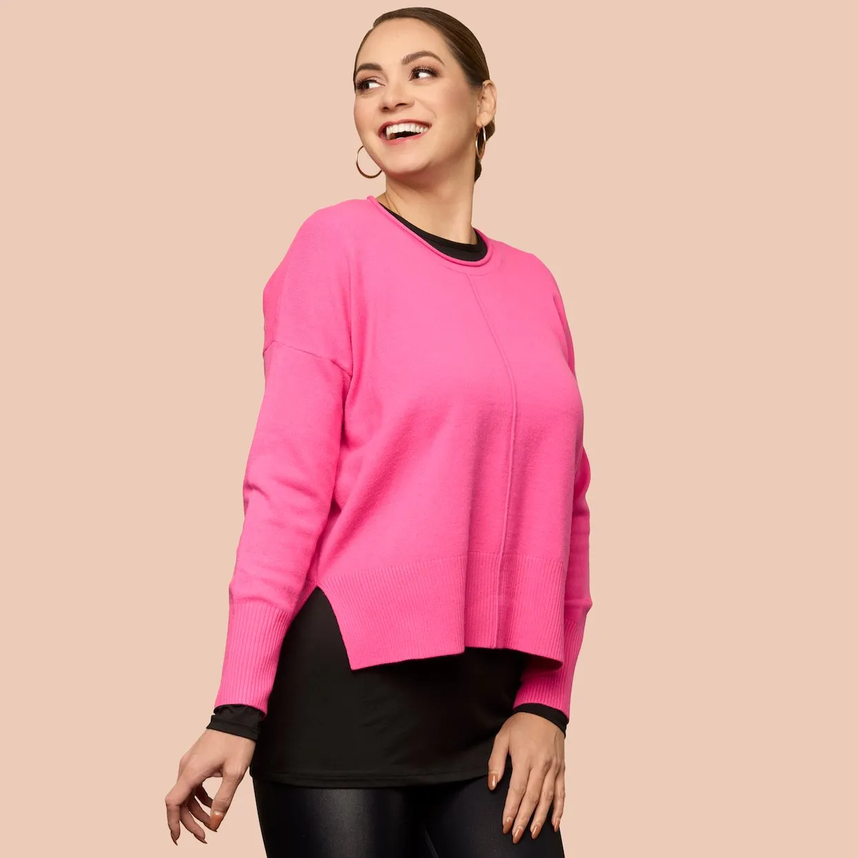 Long Sleeve Crew Neck Extra Long Layering Top