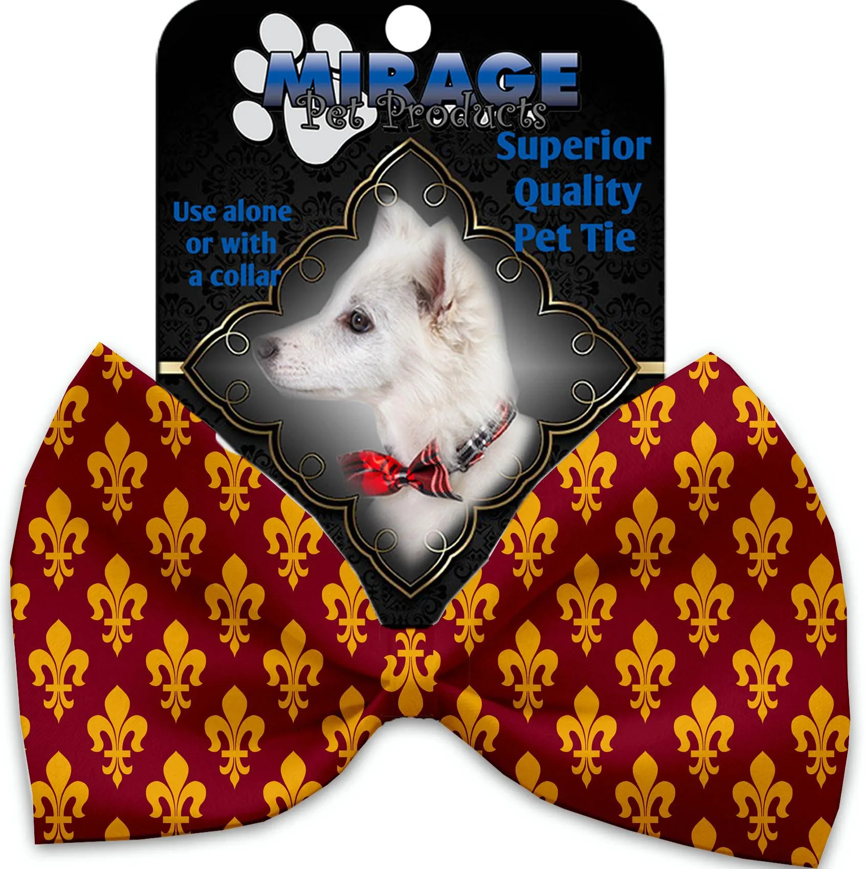 Maroon Fleur De Lis Pet Bow Tie