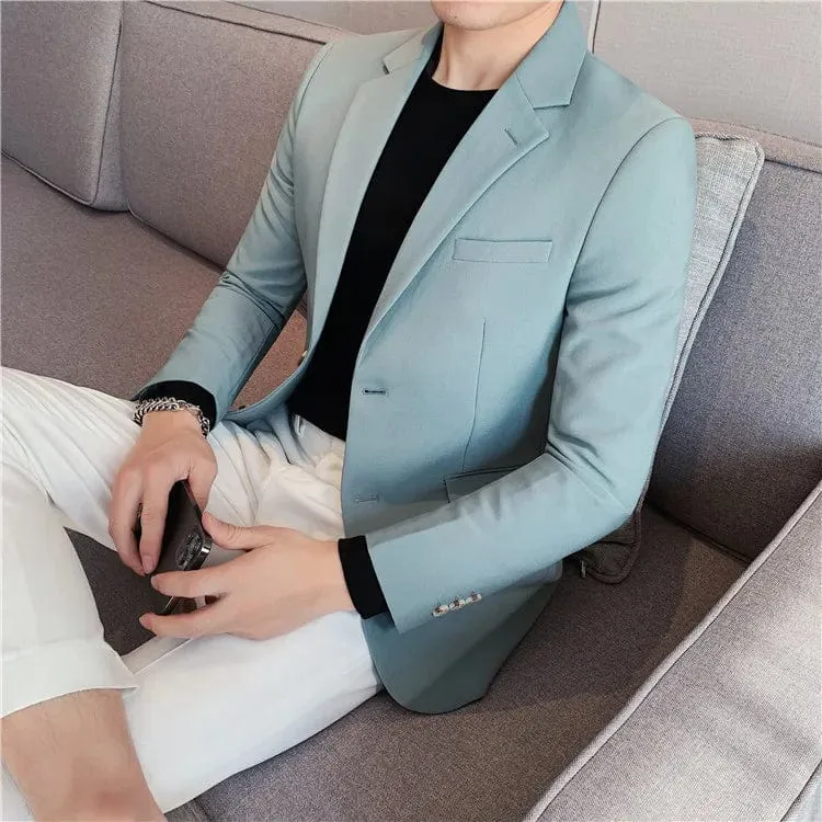 Men's High Quality Single Button Blazer: Elegant Slim Fit Casual Business Suit Jacket for Parties