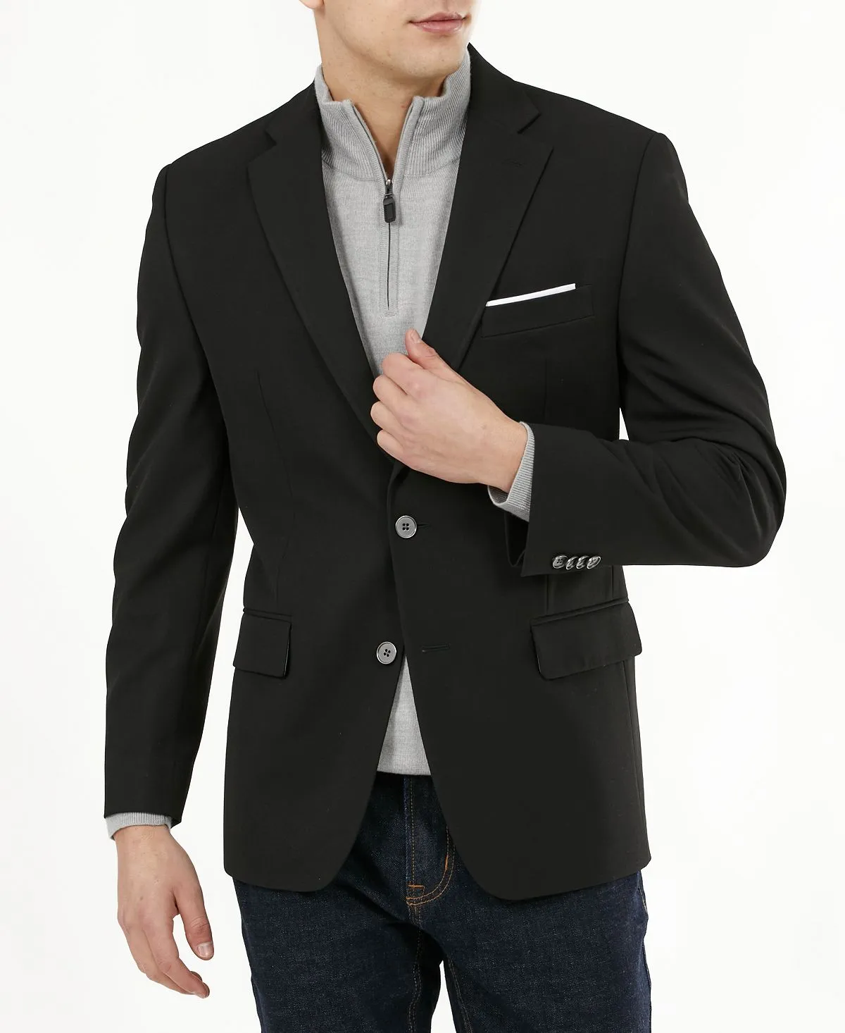 Michael Kors Men's Solid Stretch Modern Fit Blazer, Black