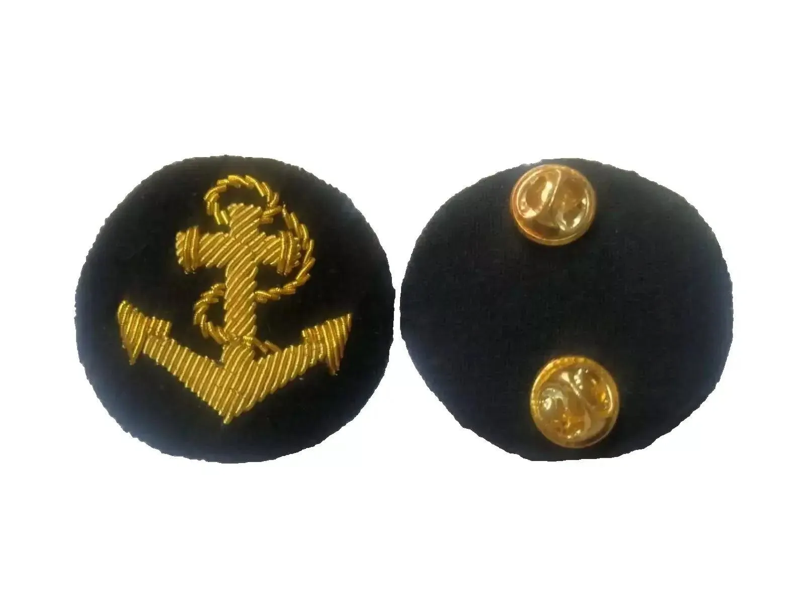 Navy Anchor Bullion Wire Badges (Pair of 2) High-Quality Embroidered Insignia