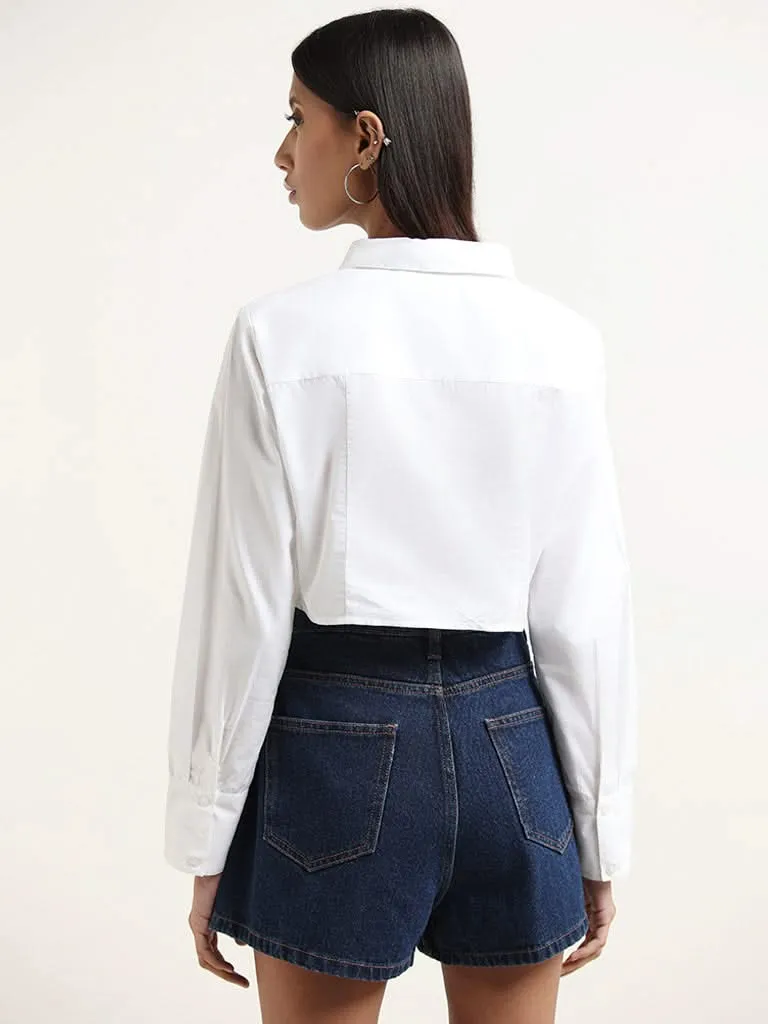 Nuon White Cotton Corset Shirt