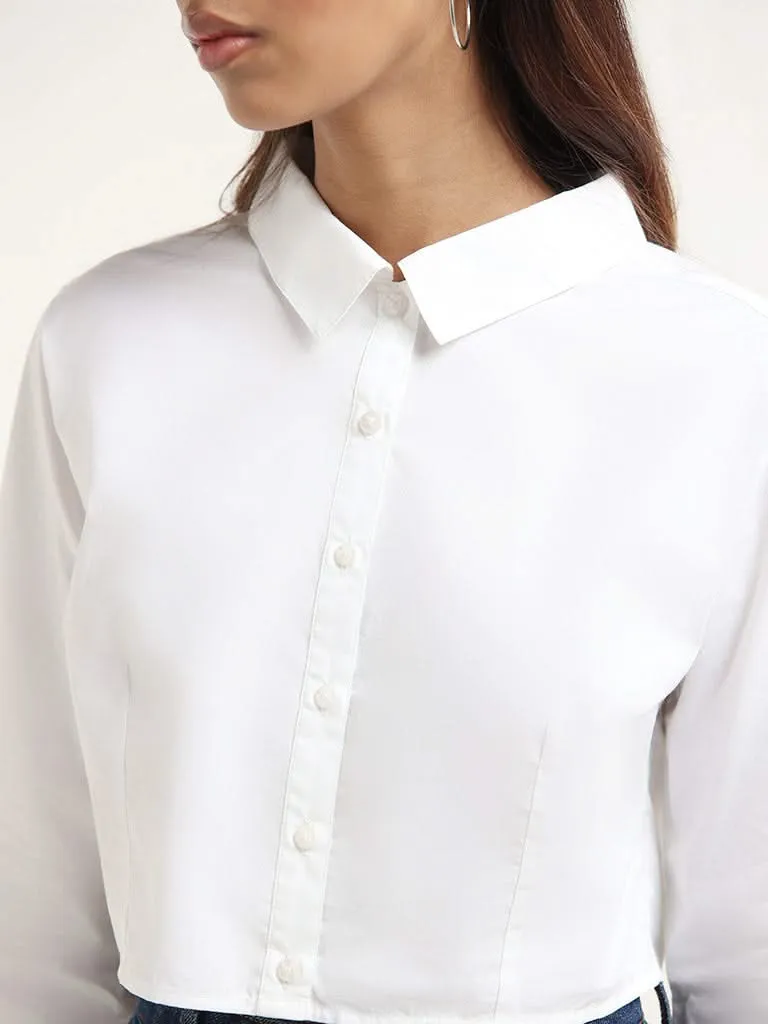 Nuon White Cotton Corset Shirt