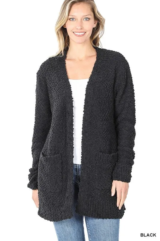 Penny Long Sleeve Popcorn Cardigan with Pockets