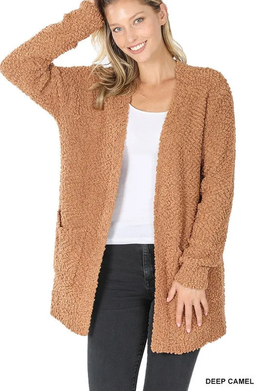 Penny Long Sleeve Popcorn Cardigan with Pockets